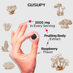 Close-up of 12-functional mushrooms blend in gummies