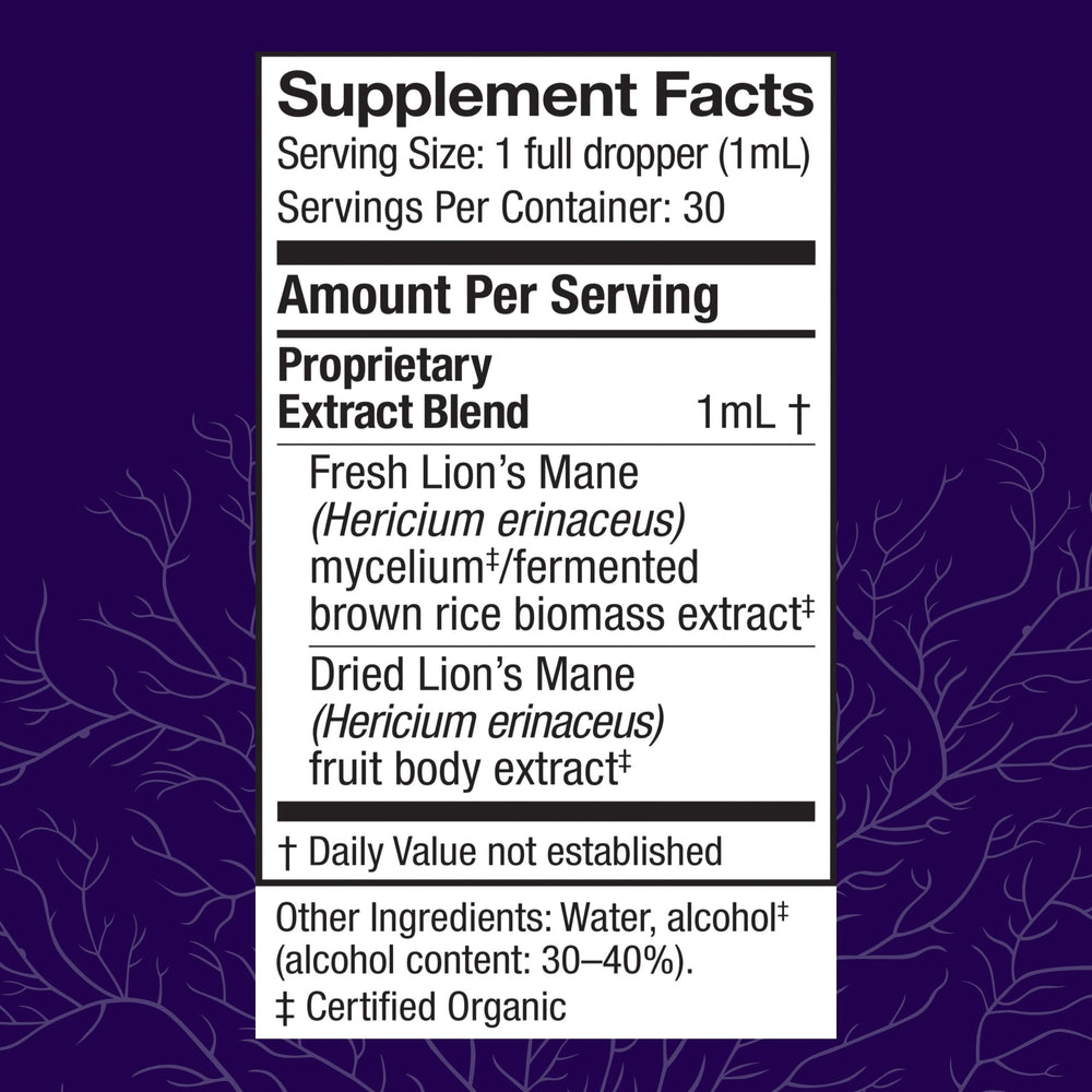 Lions Mane extract dropper bottle close-up