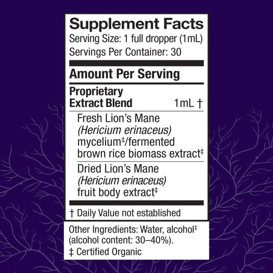 Lions Mane extract dropper bottle close-up