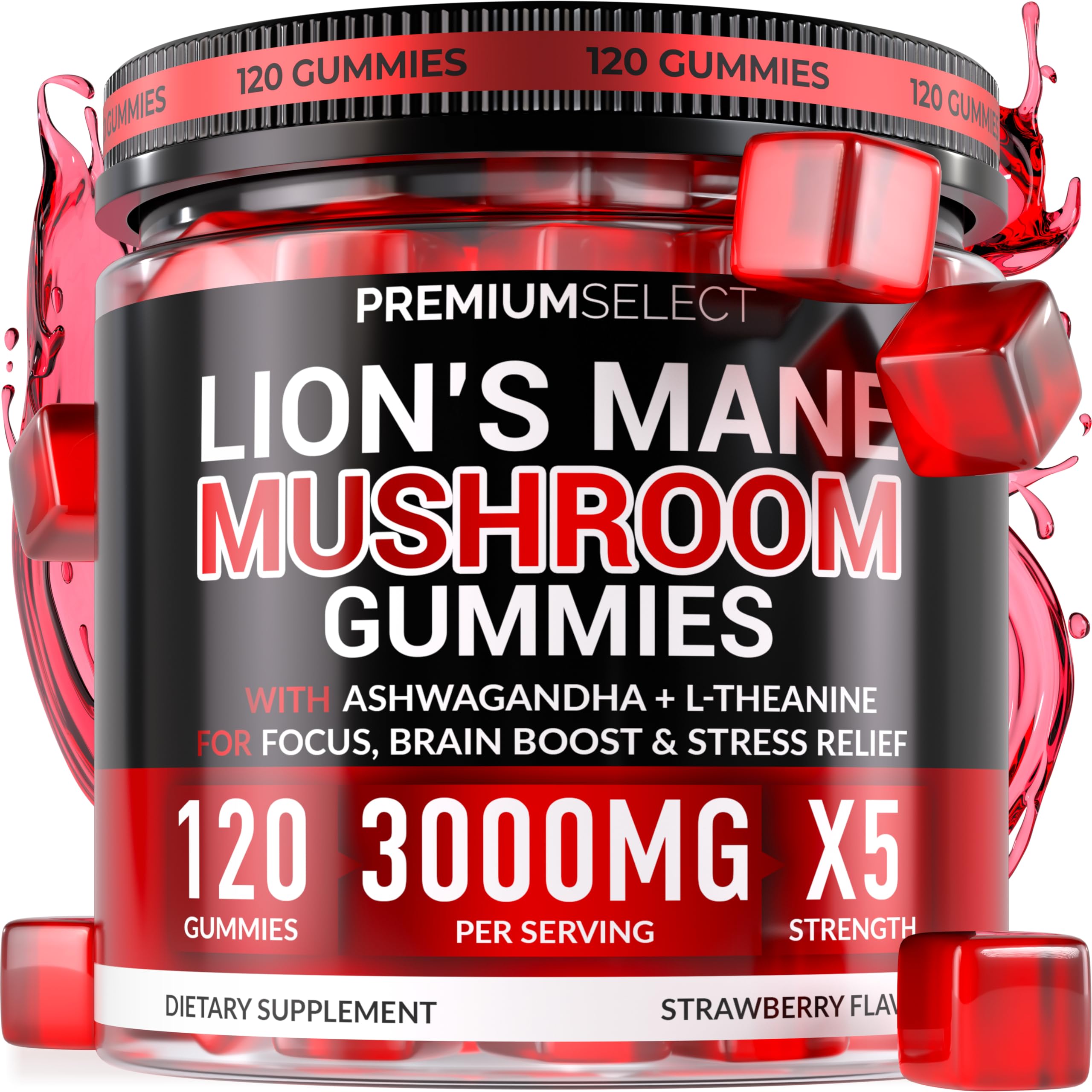 Bottle of Lions Mane Gummies Sugar Free – 120 count