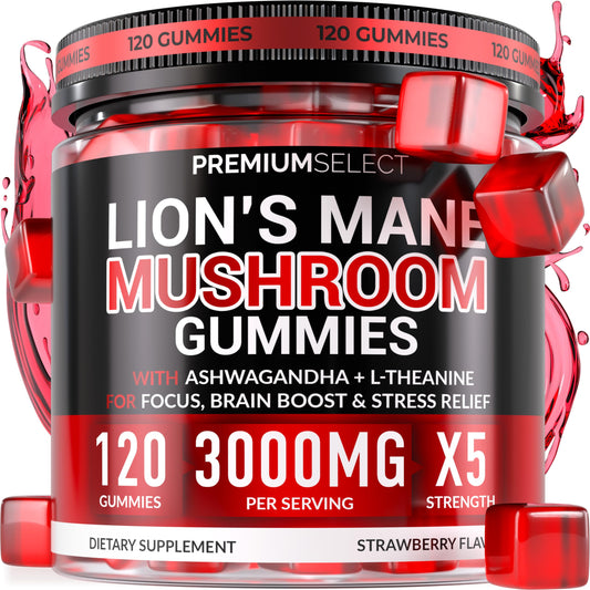 Bottle of Lions Mane Gummies Sugar Free – 120 count