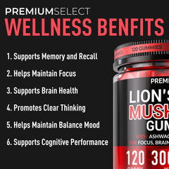 Vegan and gluten-free Lions Mane Gummies packaging