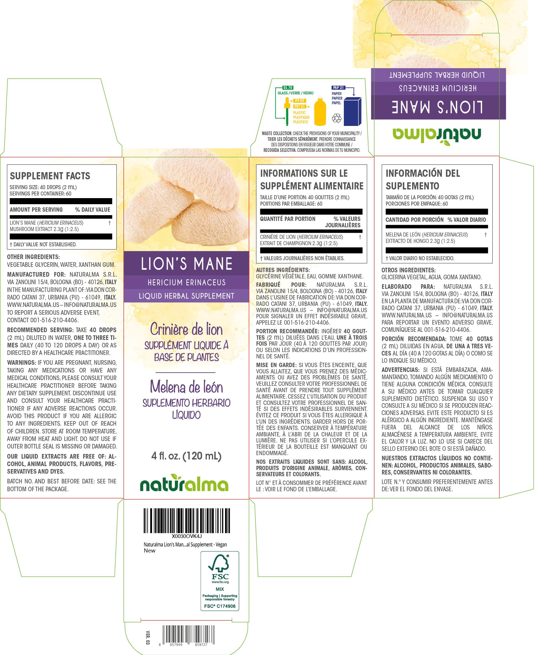 Lion's Mane extract 1:2.5 concentration (Hericium erinaceus)