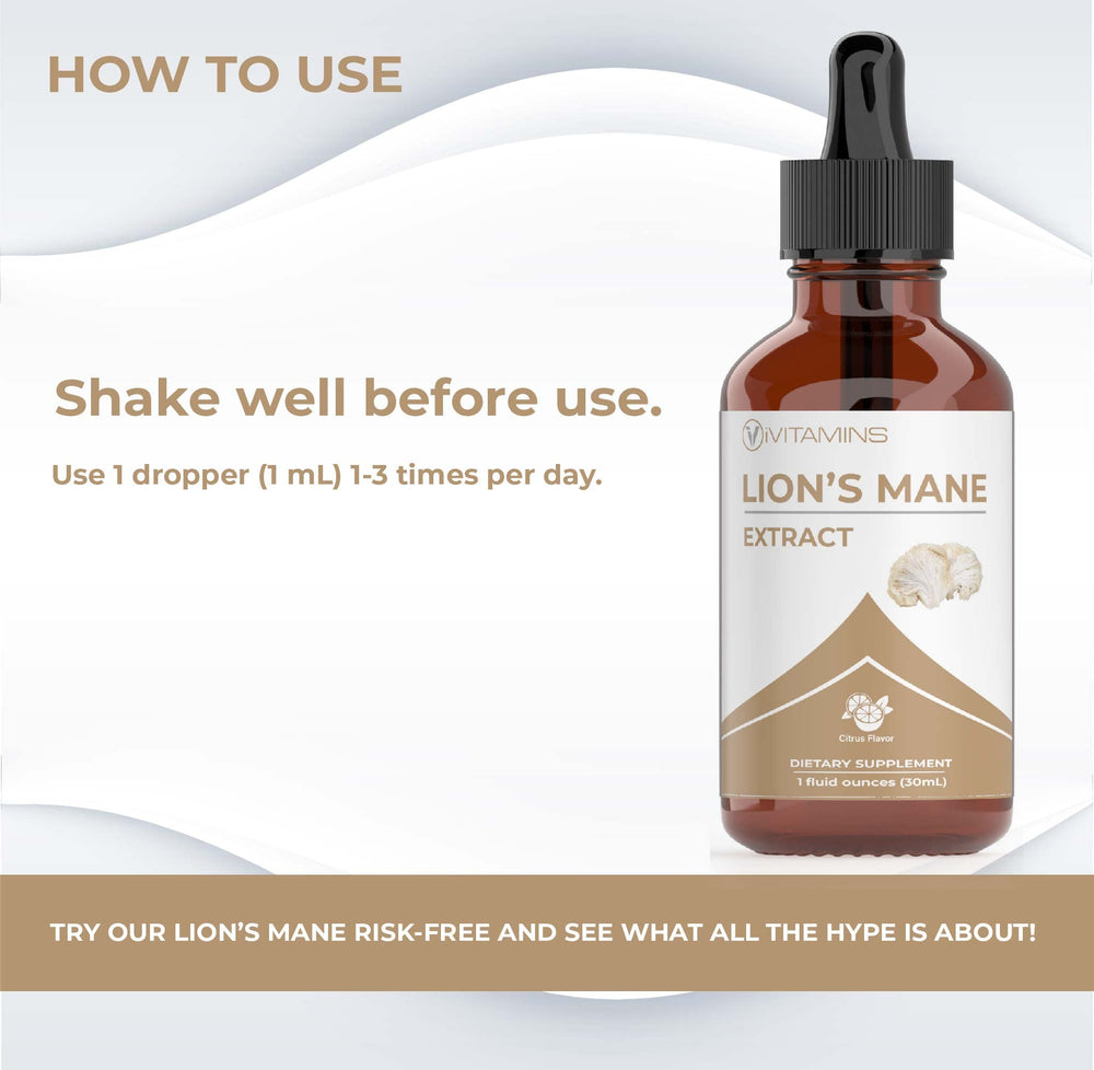 Lions Mane liquid tincture drops being dispensed