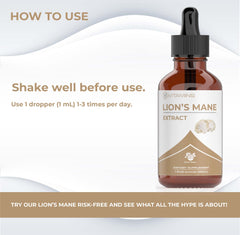Lions Mane liquid tincture drops being dispensed