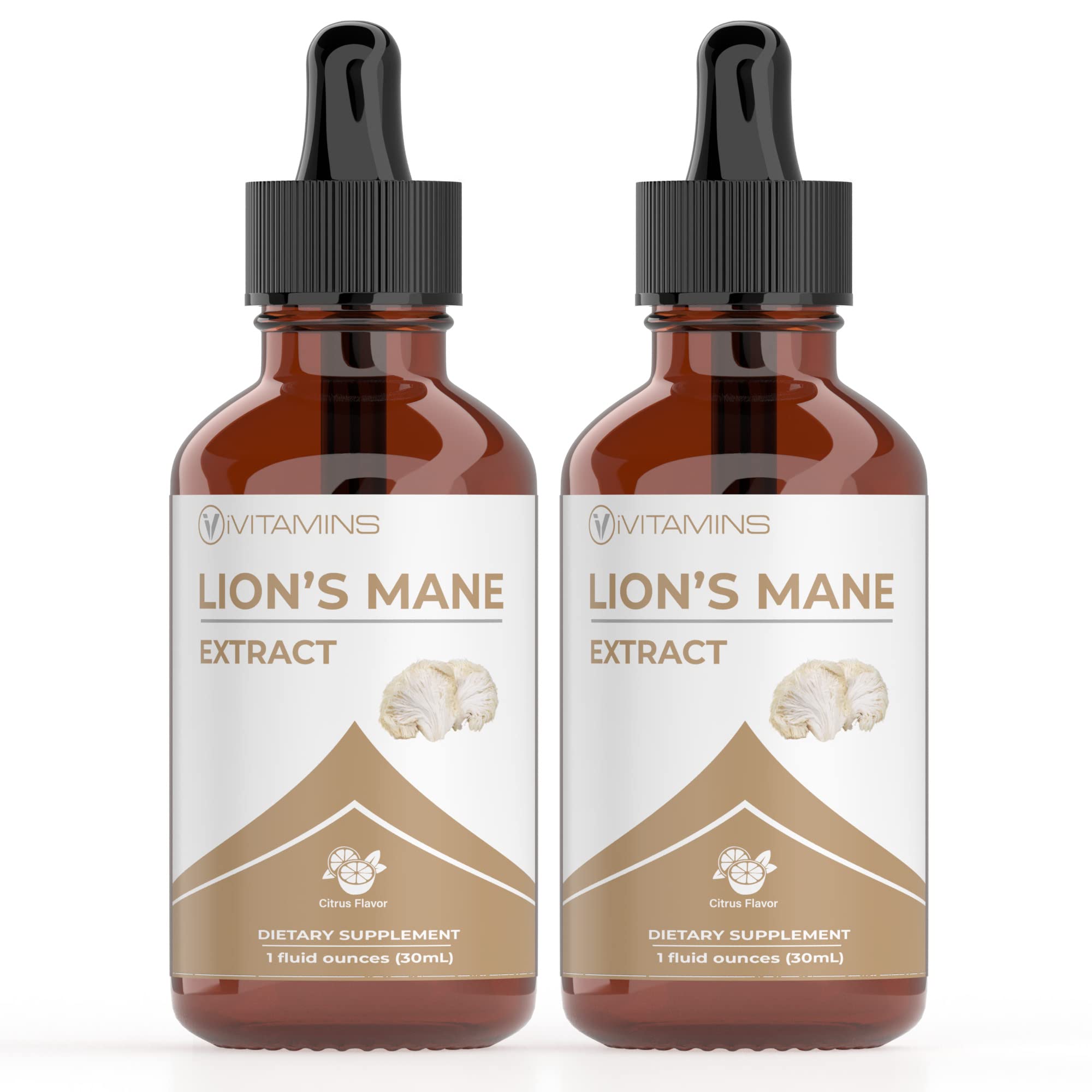 Lions Mane Liquid Tincture 2-Pack – front view with bottle