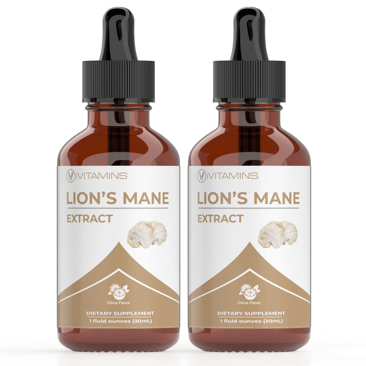 Lions Mane Liquid Tincture 2-Pack – front view with bottle