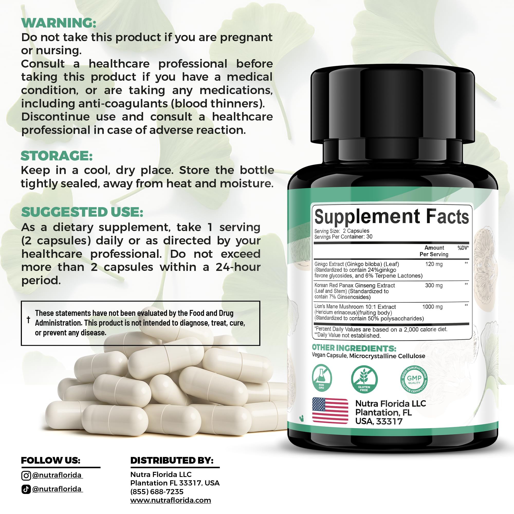 Lion's Mane Mushroom 1000mg supplement