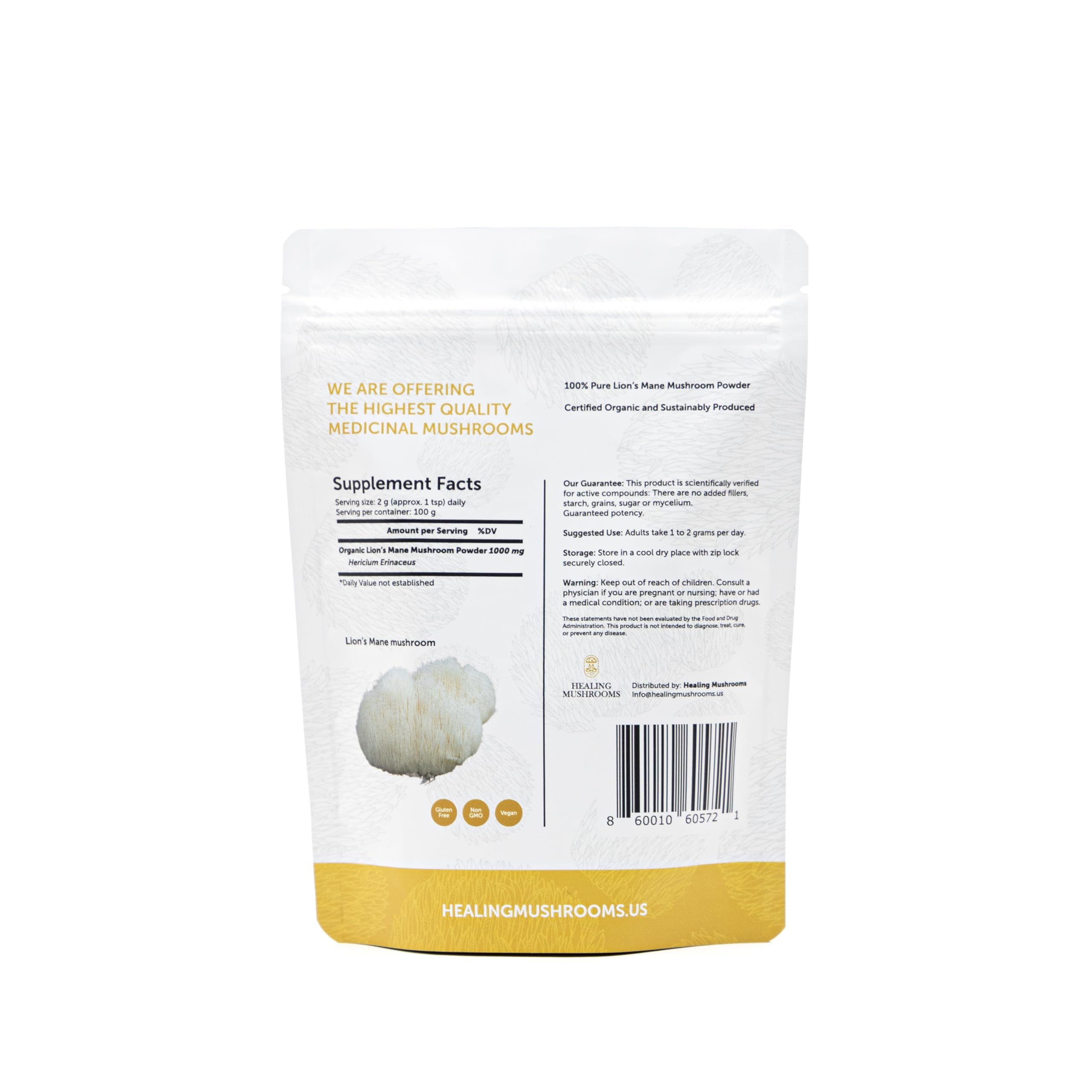 Close-up of Lion's Mane mushroom powder texture