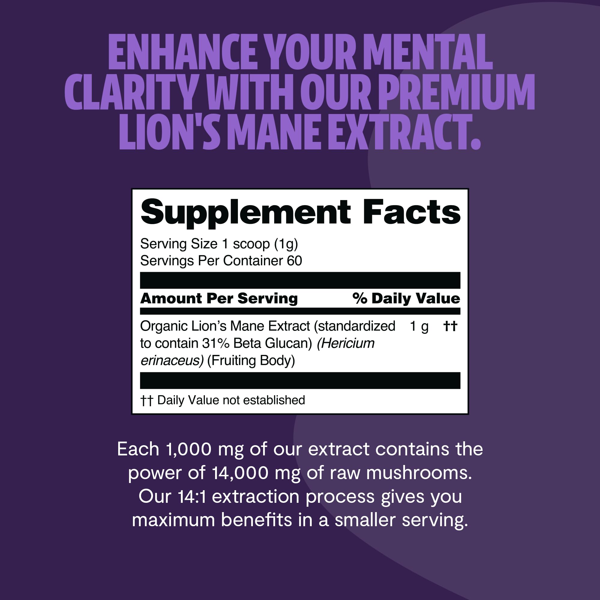 Lions mane powder ingredients close-up