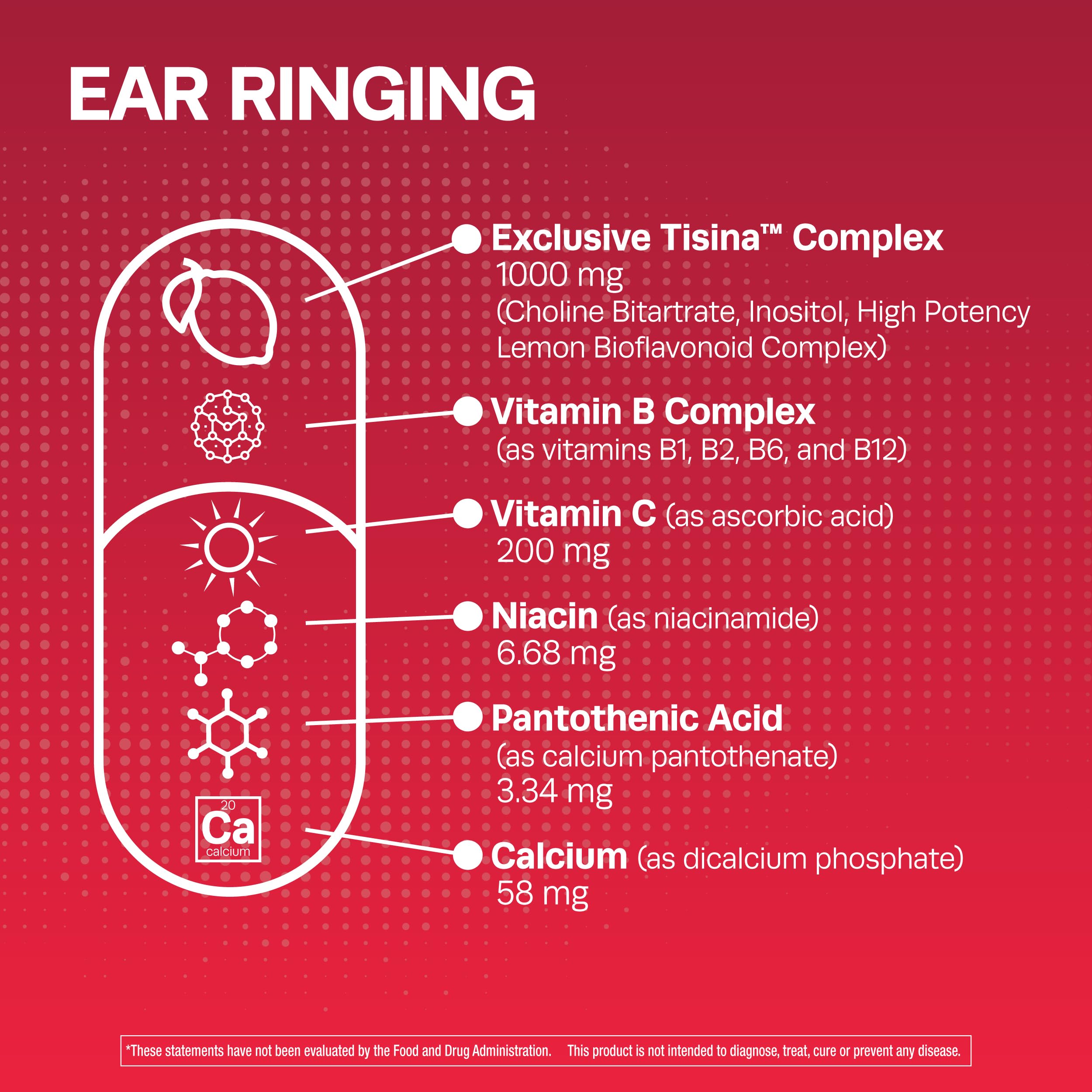 Vitamin C, B complex, calcium and niacin icons