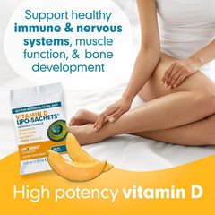 Individual vitamin D sachet showing liposomal gel composition