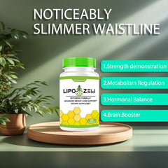 Close-up of Lipo-zemn capsules inside a bottle