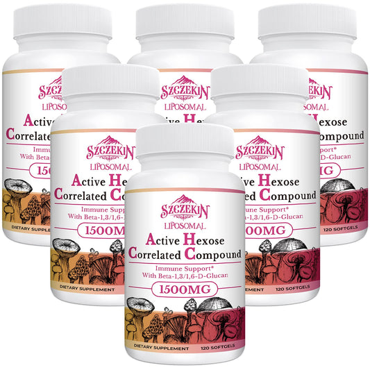 Bottle of 1500mg Liposomal AHCC supplement with 720 soft gels