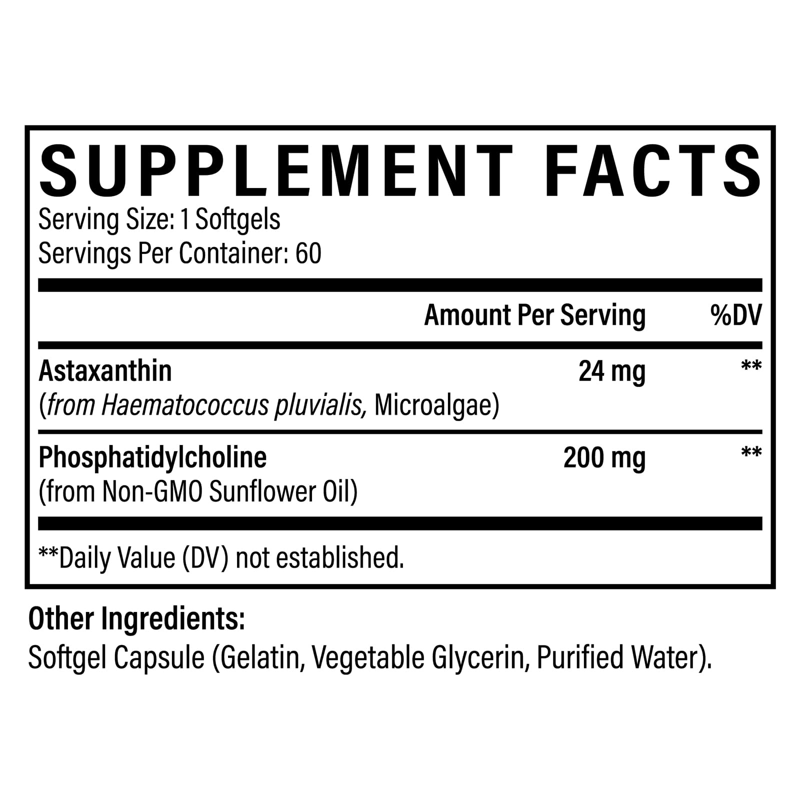 Two months supply of 60 softgels in bottle