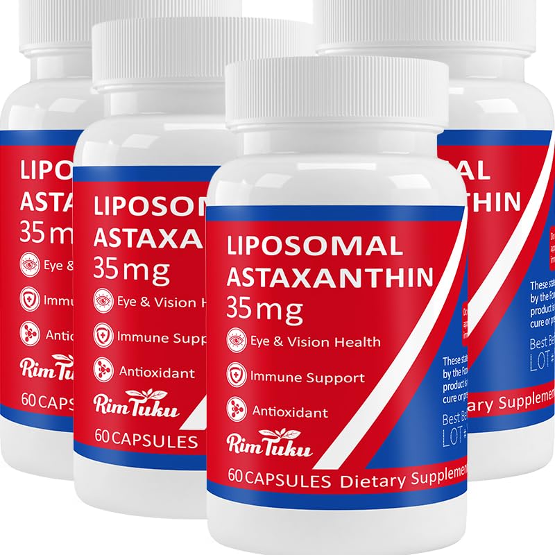 Bottle of 35mg Liposomal Astaxanthin supplement with 240 capsules