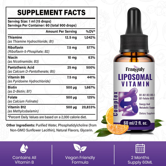 Liposomal B-Complex sublingual bottle with dropper