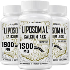 Bottle of Liposomal Calcium AKG 1500 mg 180 Softgels with label