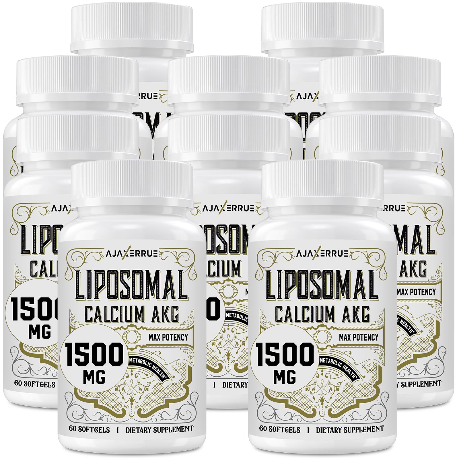 Liposomal Calcium AKG 1500 mg bottle front with 60 capsules