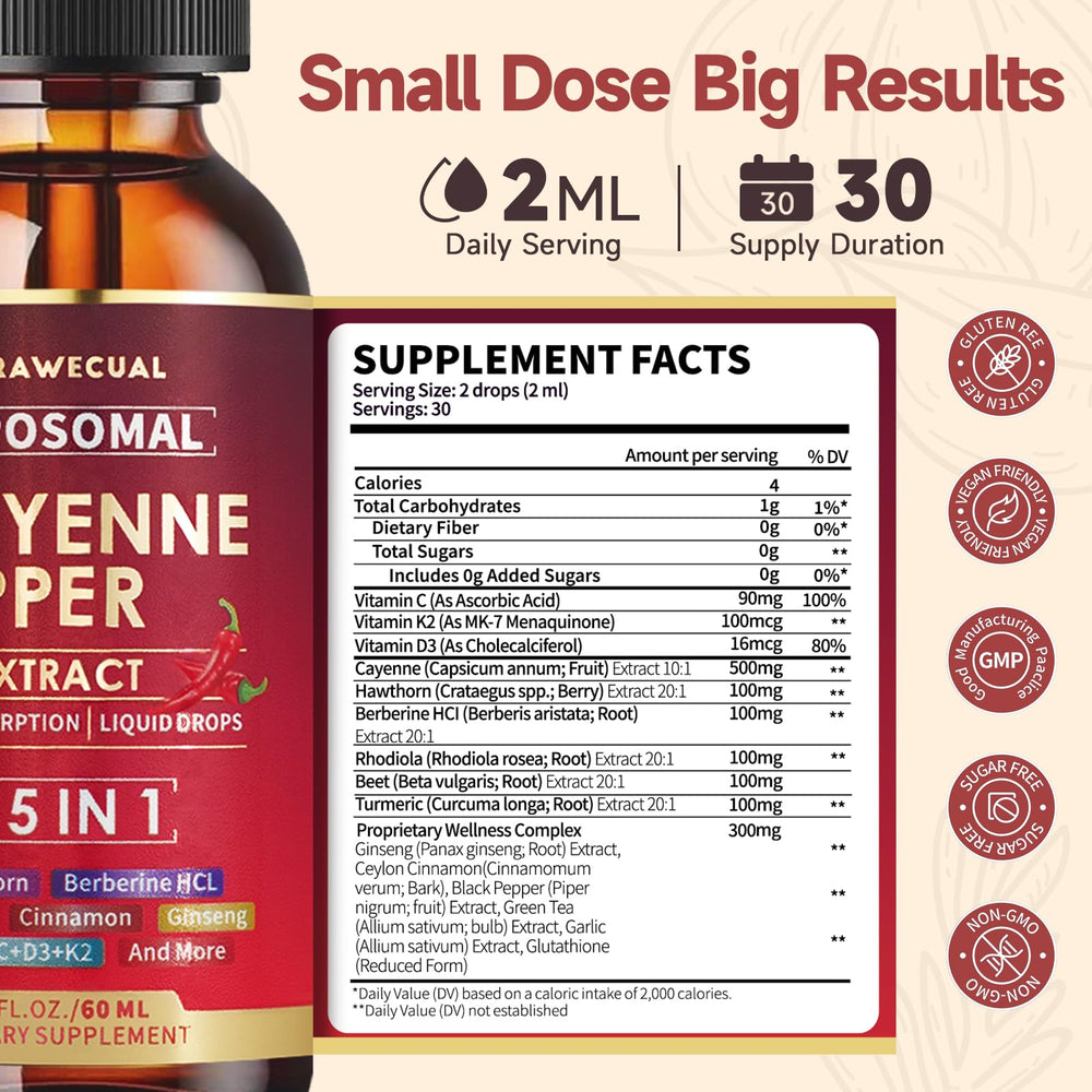 Back label with ingredients and dosage information