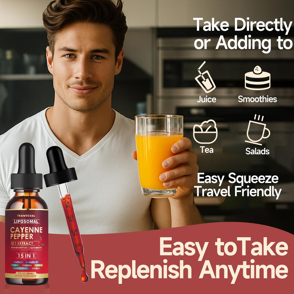 Graphic showing circulatory health support from cayenne drops