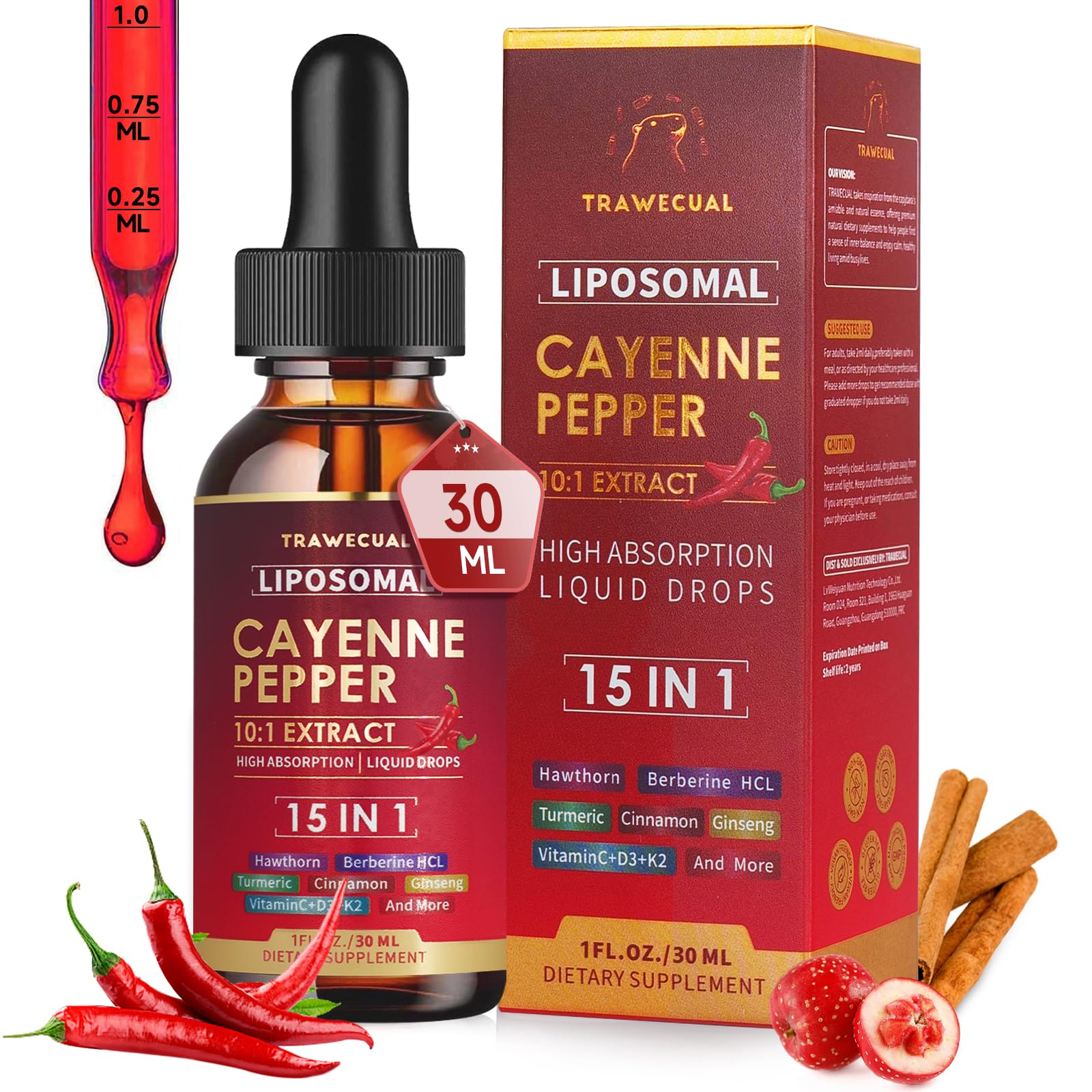 Liposomal Cayenne Pepper Liquid Drops bottle 1oz