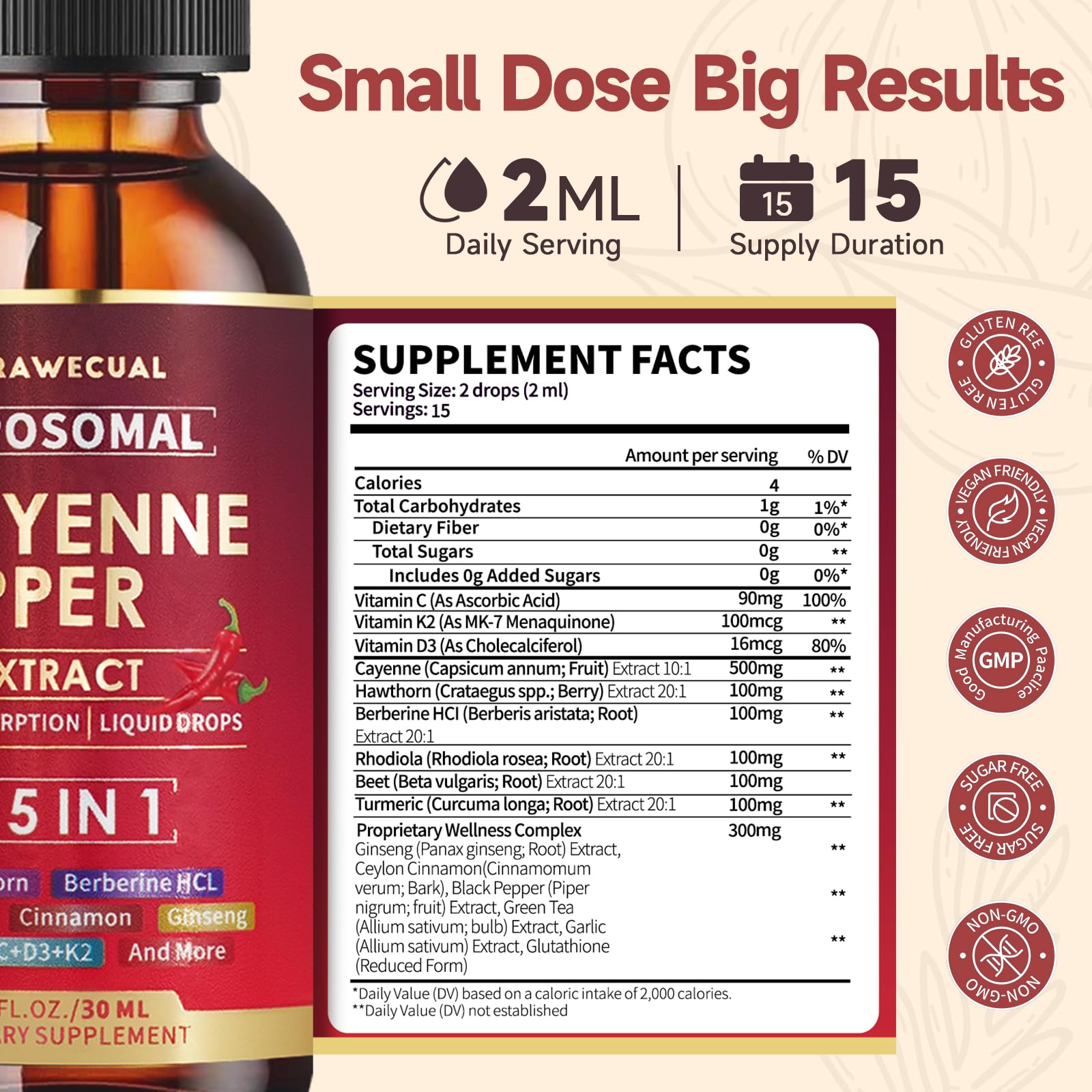 Product packaging of Liposomal Cayenne Pepper Drops