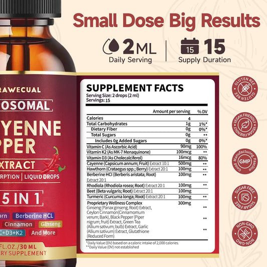Product packaging of Liposomal Cayenne Pepper Drops