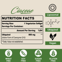 Liposomal CoQ10 800mg Ubiquinol Softgel bottle side view
