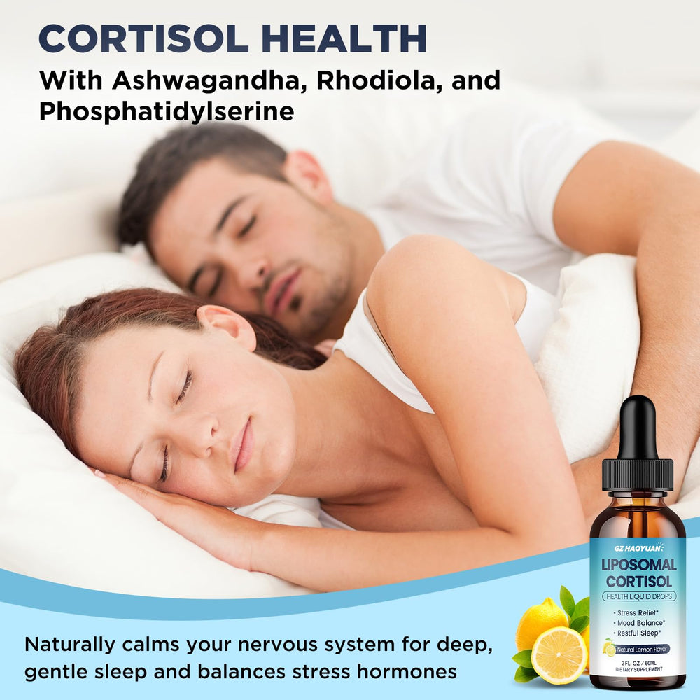 2 fl oz cortisol drops packaging displayed on a clean surface