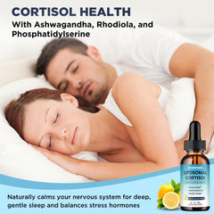2 fl oz cortisol drops packaging displayed on a clean surface