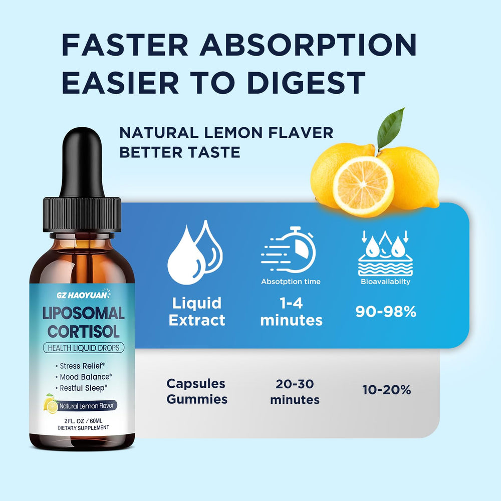 Woman feeling calm and balanced mood after taking cortisol drops