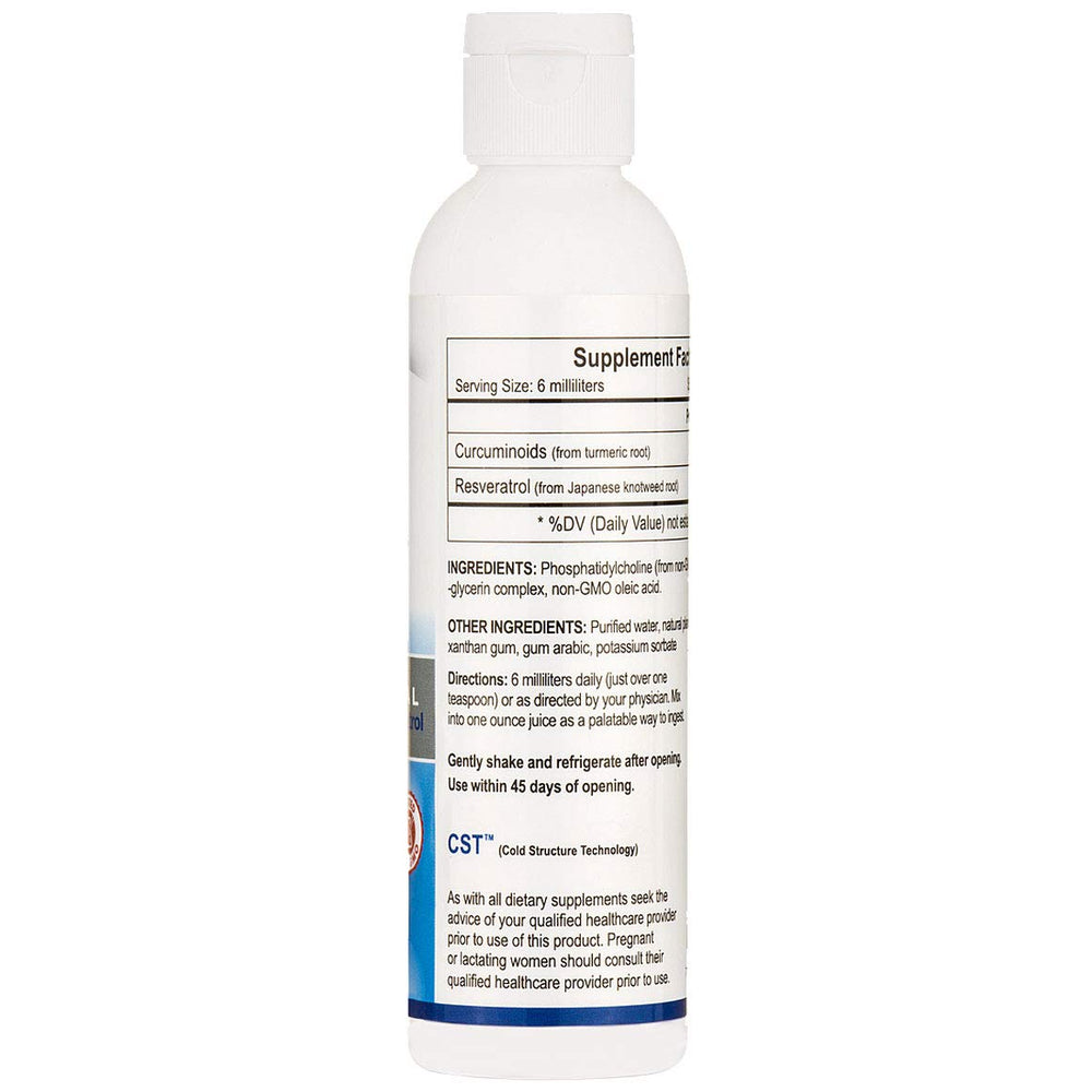 Liposomal Curcumin/Resveratrol bottle side view