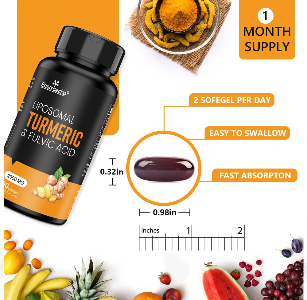 Supplement facts highlighting 2000 mg turmeric curcumin with 95% curcuminoids and 15 mg black pepper extract