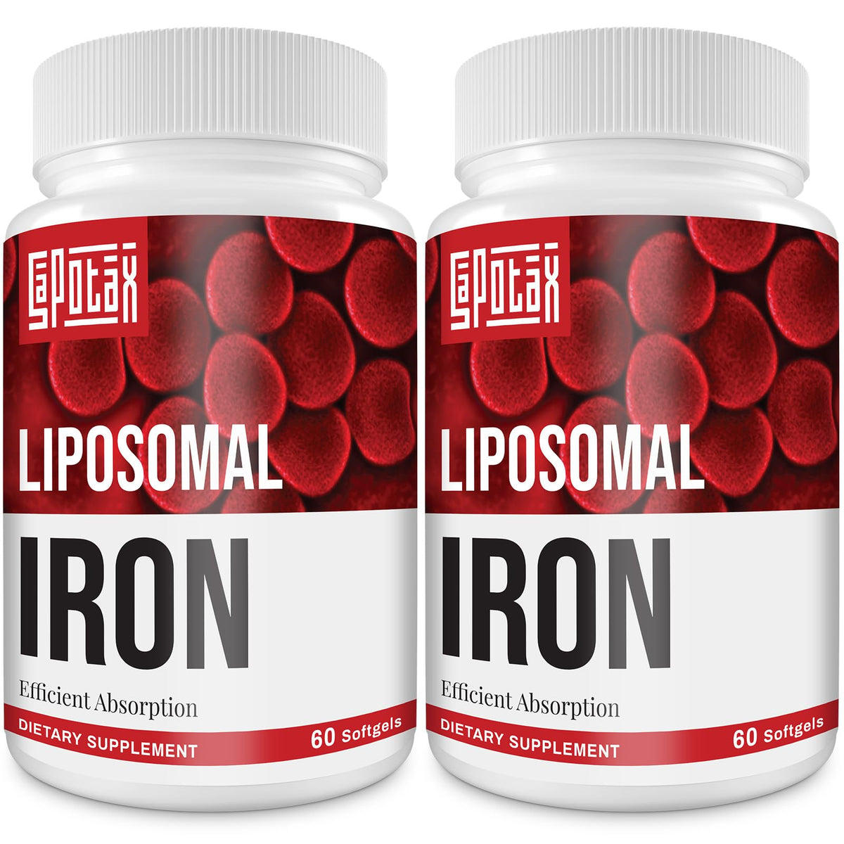 Hero image showing Liposomal Fe iron supplement bottles