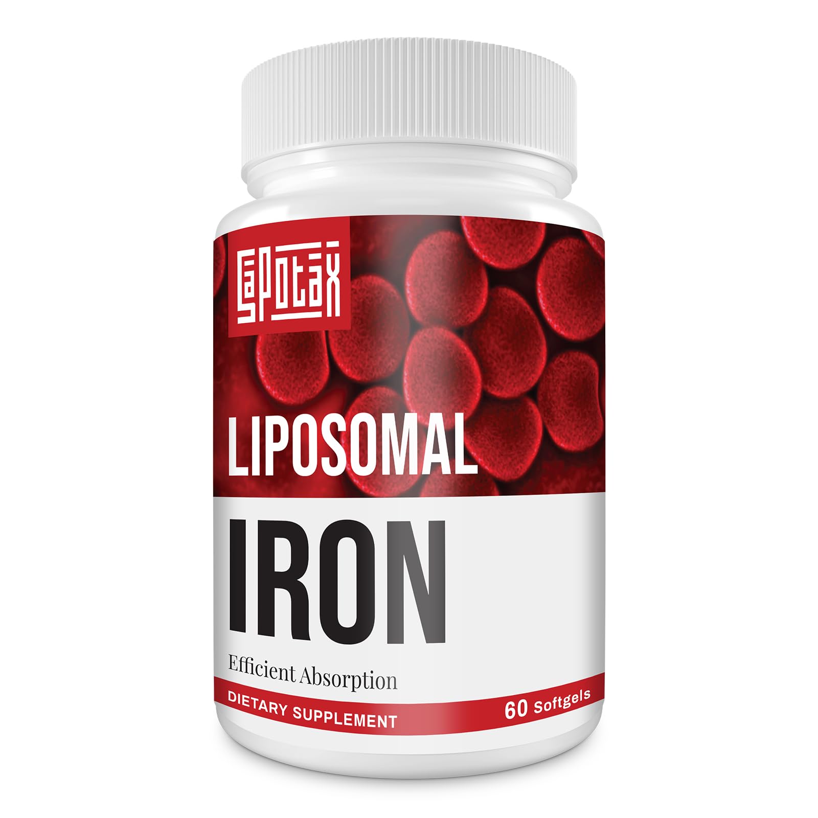 Liposomal Fe iron supplement bottle with 60 softgels for women and men