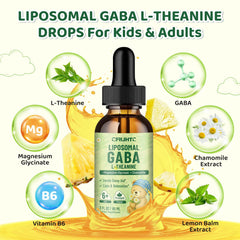 Kids-friendly dropper bottle of GABA L-Theanine pineapple drops