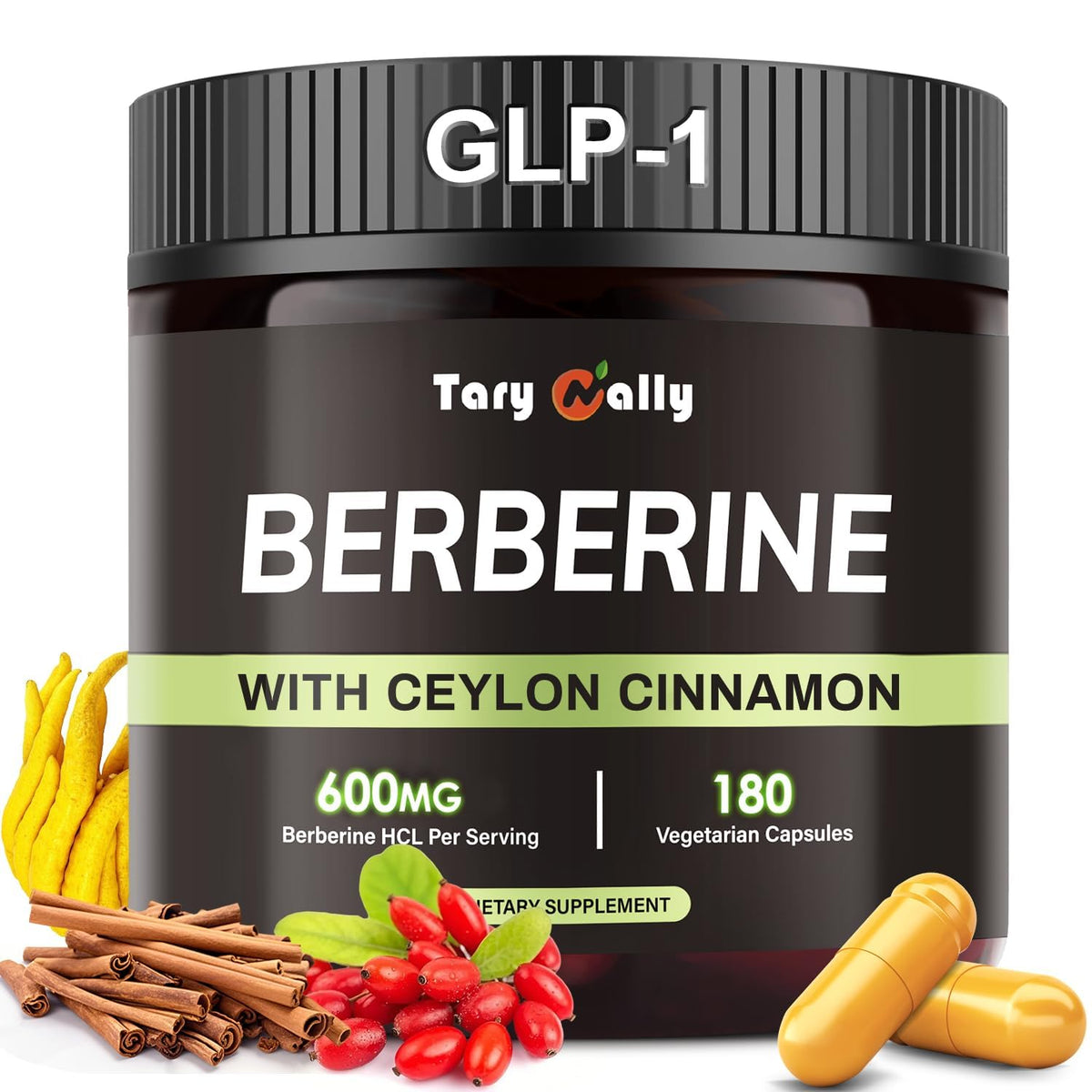 Liposomal GLP-1 supplement bottle with berberine, bergamot, and cinnamon