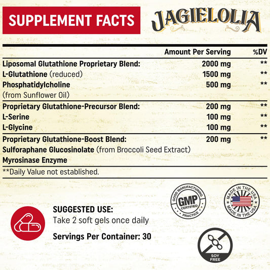 Close-up of ingredient label showing L-Glutathione reduced form