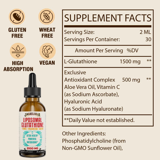 Close-up of the 2 ml dropper dispensing liposomal glutathione liquid