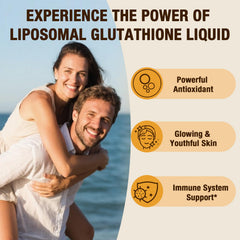 Lifestyle image of a woman taking Liposomal Glutathione Liquid
