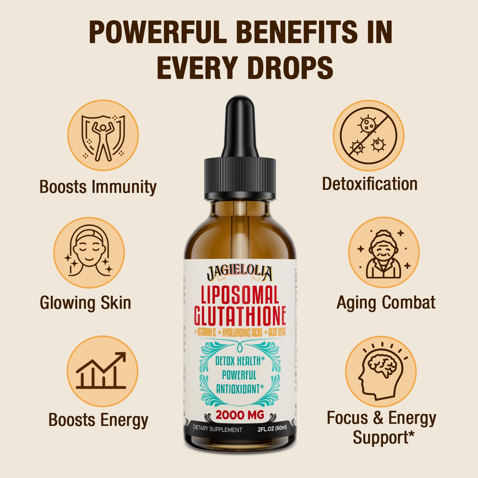Natural vegan Liposomal Glutathione Liquid bottle on a clean background