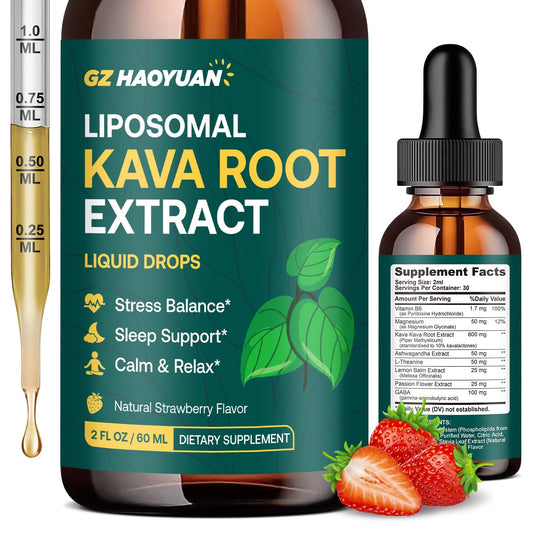 Front view of Liposomal Kava Kava root extract bottle