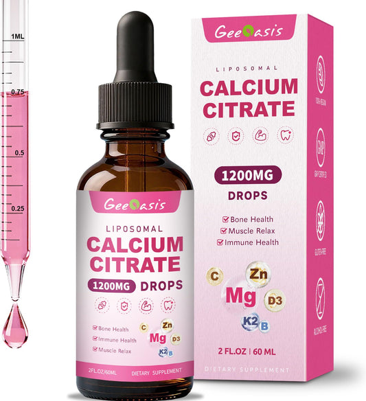 Liposomal liquid calcium citrate drops bottle showing 2 oz size