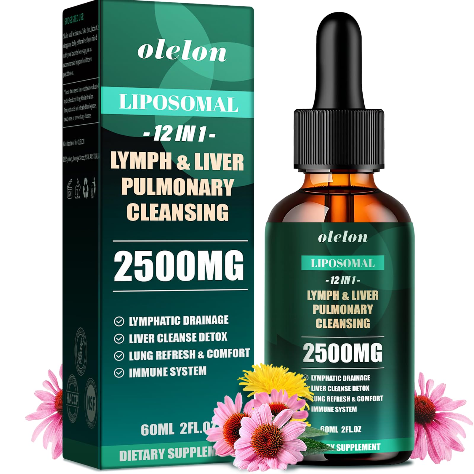 Liposomal Lymph-Liver-Lung Cleanse Drops bottle with dropper