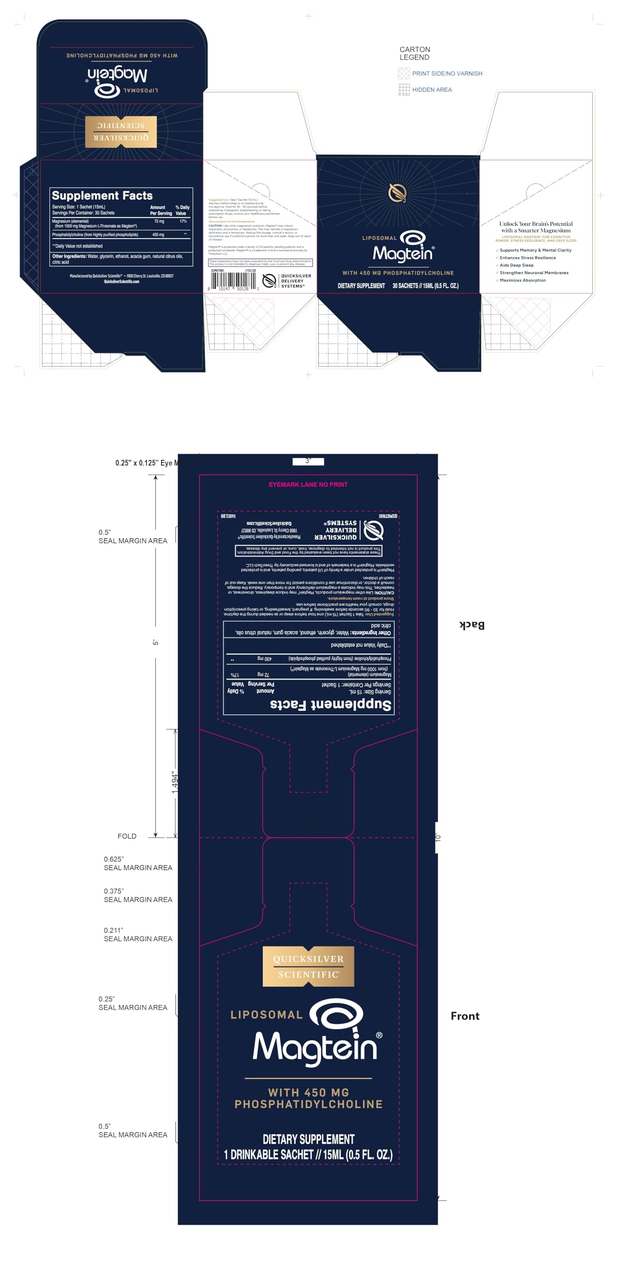 Layout of Liposomal Magtein Sachets with travel-friendly packaging for on-the-go use