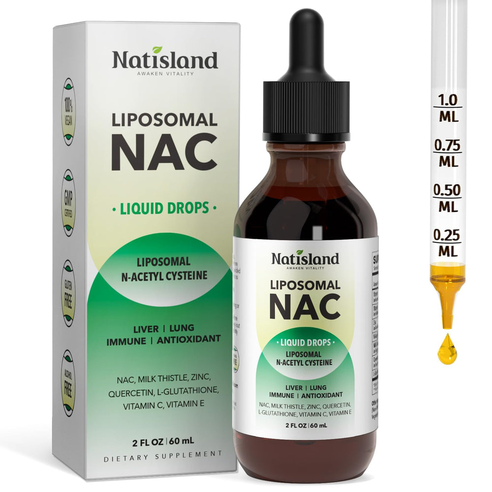 Liposomal NAC Drops bottle with lemon flavor label, 2 oz