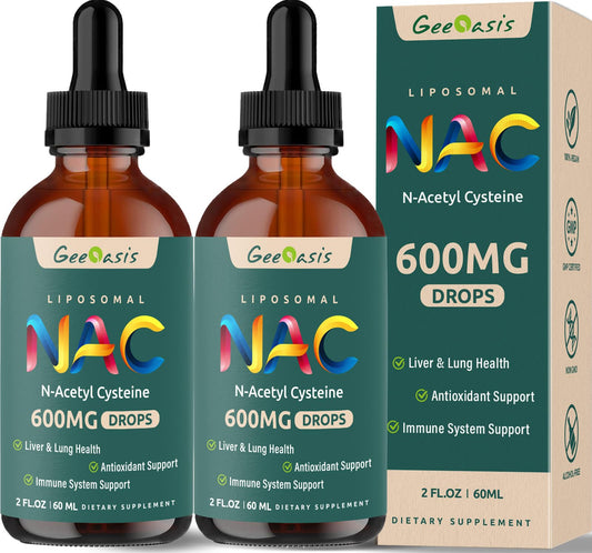 Liposomal NAC drops bottle with 2 oz packaging and 2-pack display