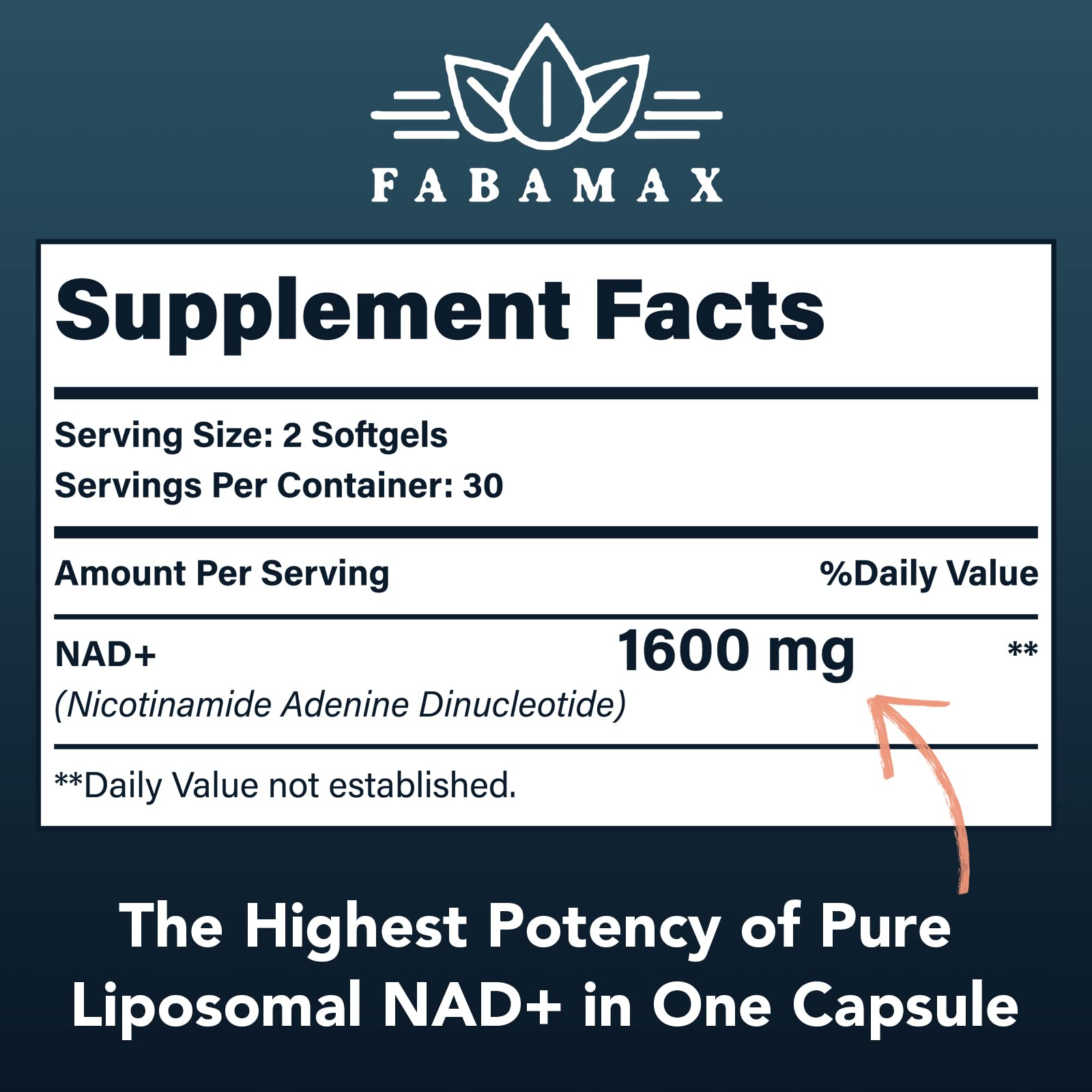 Back label showing supplement facts and dosage information