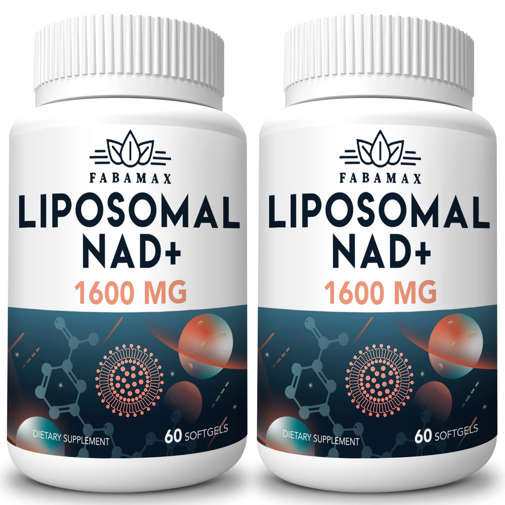 Front view of 1600 mg Liposomal NAD+ softgels bottle